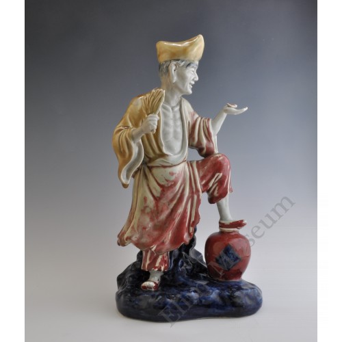 1657 An under glaze B&R statue of  the "drunken Monk"  